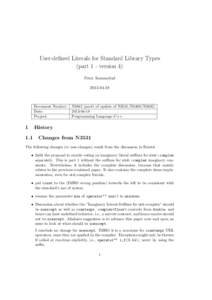 User-defined Literals for Standard Library Types (part 1 - version 4) Peter Sommerlad[removed]Document Number: