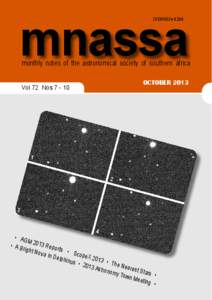 mnassa ISSN[removed]monthly notes of the astronomical society of southern africa Vol 72 Nos[removed]