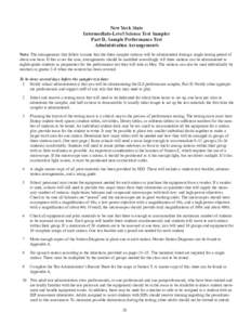 New York State Intermediate-Level Science Test Sampler Part D, Sample Performance Test Administration Arrangements Note: The arrangements that follow assume that the three sampler stations will be administered during a s