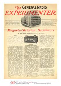 Magneto-Striction Oscillators - GenRad Experimenter June 1928