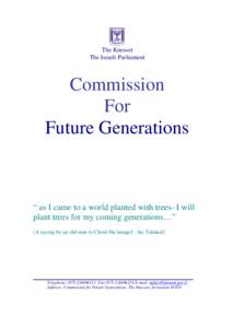The Knesset The Israeli Parliament Commission For Future Generations
