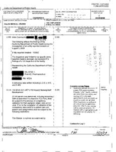 PRINTED: [removed]FORM APPROVED California Deoartment of Public Health STATEMENT OF DEFICIENCIES AND PLAN OF CORRECTION