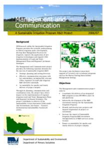 Management and Communication A Sustainable Irrigation Program R&D Project