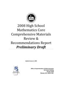 OSPI Mathematics HS IMR Report[removed]