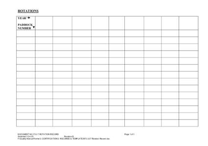 ROTATIONS YEAR PADDOCK NUMBER  DOCUMENT NO F3.3.7 ROTATION RECORD