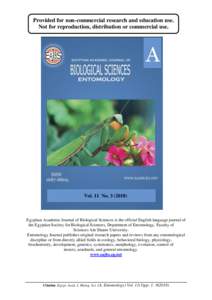 Provided for non-commercial research and education use. Not for reproduction, distribution or commercial use. Vol. 11 NoEgyptian Academic Journal of Biological Sciences is the official English language journa