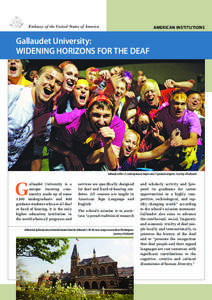 Embassy of the United States of America  AMERICAN INSTITUTIONS Gallaudet University: WIDENING HORIZONS FOR THE DEAF