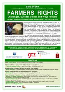 SIDE EVENT rd to be held during the 3 Session of the Governing Body of the ITPGRFA (Tunis, 1-5 June[removed]FARMERS’ RIGHTS
