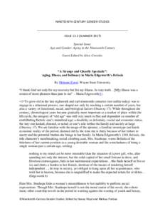 NINETEENTH-CENTURY GENDER STUDIES  ISSUESUMMERSpecial Issue: Age and Gender: Aging in the Nineteenth Century Guest Edited by Alice Crossley