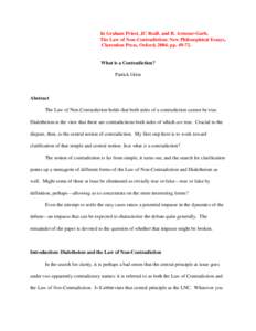 In Graham Priest, JC Beall, and B. Armour-Garb, The Law of Non-Contradiction: New Philosophical Essays, Clarendon Press, Oxford, 2004, pp[removed]What is a Contradiction? Patrick Grim