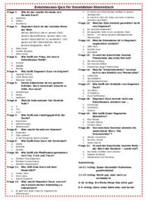 Entenhausen-Quiz für Donaldisten-Stammtisch Frage 1: a. b. c.