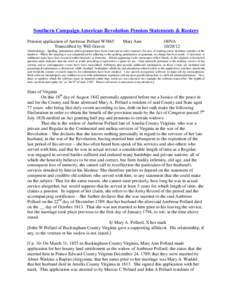 Southern Campaign American Revolution Pension Statements & Rosters Pension application of Ambrose Pollard W3865 Transcribed by Will Graves Mary Ann