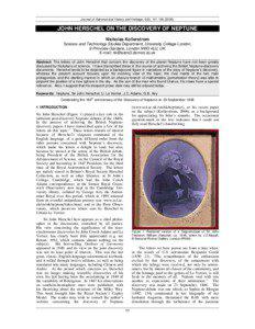 Journal of Astronomical History and Heritage, 9(2), [removed]JOHN HERSCHEL ON THE DISCOVERY OF NEPTUNE