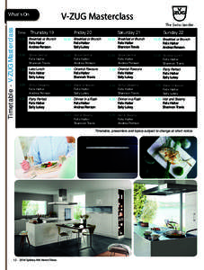 V-ZUG Masterclass  Timetable - V-ZUG Masterclass What’s On