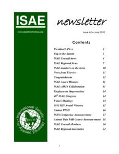 ISAE newsletter www.applied-ethology.org Issue 42  June[removed]Contents