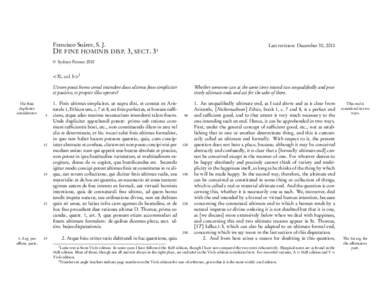 Francisco Suárez, S. J. DE FINE HOMINIS DISP. 3, SECT. 31 © Last revision: December 30, 2010