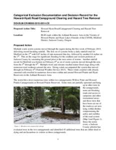 Categorical Exclusion Documentation and Decision Record for the Howard-Hyatt Road/Campground Clearing and Hazard Tree Removal