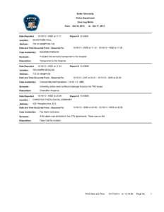 Butler University Police Department Case Log Media Oct 16, 2013  From