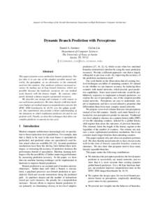 Appears in Proceedings of the Seventh International Symposium on High Performance Computer Architecture  Dynamic Branch Prediction with Perceptrons Daniel A. Jim´enez Calvin Lin Department of Computer Sciences