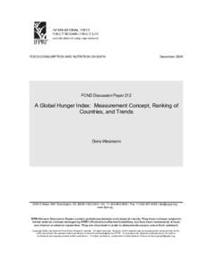 A Global Hunger Index:  Measurement Concept, Ranking of Countries, and Trends