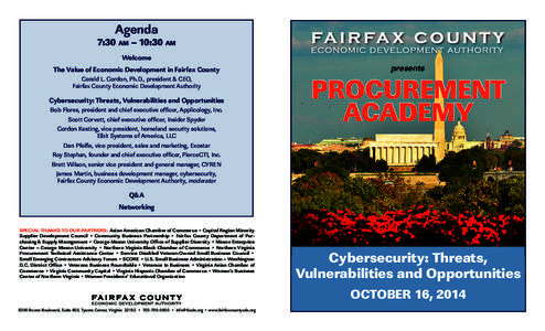 Agenda  7:30 am – 10:30 am Welcome The Value of Economic Development in Fairfax County Gerald L. Gordon, Ph.D., president & CEO,