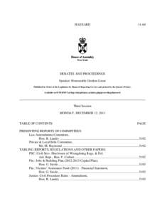 HANSARD[removed]DEBATES AND PROCEEDINGS Speaker: Honourable Gordon Gosse