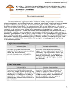 Ratified by Full Membership, May[removed]NATIONAL VOLUNTARY ORGANIZATIONS ACTIVE IN DISASTER POINTS OF CONSENSUS VOLUNTEER MANAGEMENT