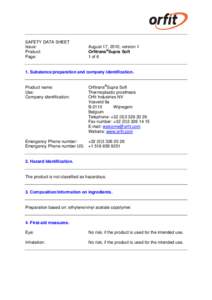 SAFETY DATA SHEET Issue: Product: Page:  August 17, 2010, version 1