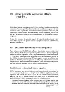Chapter 10 Other possible economic effects of BRTAs - Research report - Bilateral and Regional Trade Agreements