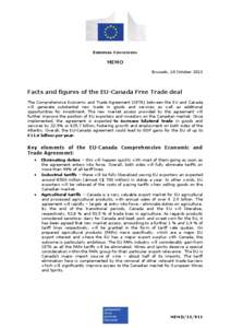 EUROPEAN COMMISSION  MEMO Brussels, 18 October[removed]Facts and figures of the EU-Canada Free Trade deal