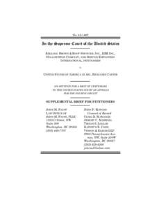 No[removed]In the Supreme Court of the United States KELLOGG BROWN & ROOT SERVICES, INC., KBR INC., HALLIBURTON COMPANY, AND SERVICE EMPLOYEES INTERNATIONAL, PETITIONERS