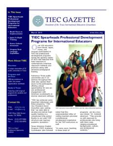 In This Issue TIEC Spearheads Professional Development Programs for International