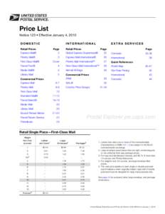 Price List Notice 123 • Effective January 4, 2010 DOMESTIC I N T E R N AT I O N A L