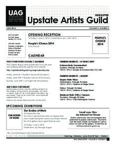 NEWSLETTER  Upstate Artists Guild JUNE[removed]VOLUME IX, NUMBER vi