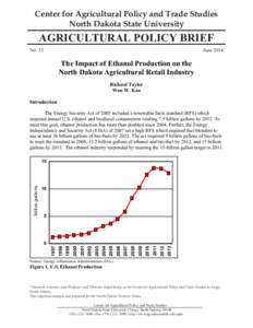 Center for Agricultural Policy and Trade Studies North Dakota State University AGRICULTURAL POLICY BRIEF No. 33