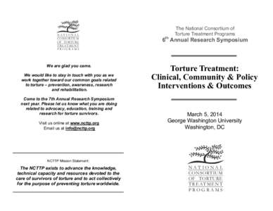 NATIONAL CONSORTIUM OF TORTURE T R E AT M E N T PROGRAMS