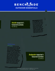 OUTDOOR ESSENTIALS  Outside magazine’s featured Essentials March 2009 issue