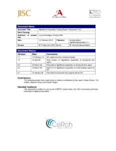 Document Name Document Title Significant Properties Testing Report: Structured Text  Work Package