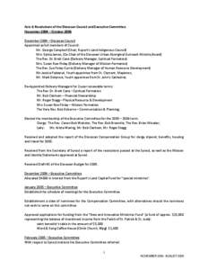 Acts & Resolutions of the Diocesan Council and Executive Committee   November 2004 – October 2006    December 2004 – Diocesan Council   Appointed as full members of Council:     