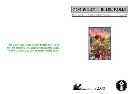 For Whom The Die Rolls #188 - December 2011