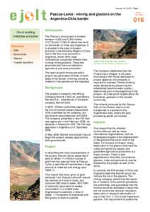 January 16, Page 1  Pascua-Lama - mining and glaciers on the Argentina-Chile border  Ore & building