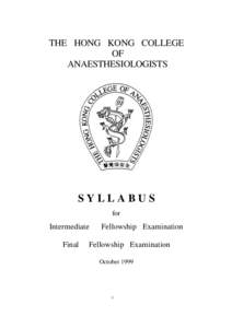 THE HONG KONG COLLEGE OF ANAESTHESIOLOGISTS SYLLABUS for