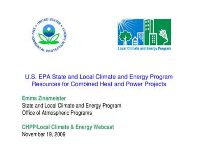 U.S. EPA State and Local Climate and Energy Program Resources for Combined Heat and Power Projects