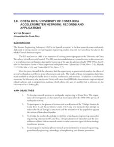 1.6  COSTA RICA: UNIVERSITY OF COSTA RICA ACCELEROMETER NETWORK: RECORDS AND APPLICATIONS