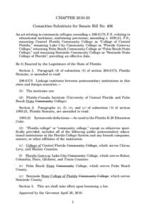 CHAPTER[removed]Committee Substitute for Senate Bill No. 436 An act relating to community colleges; amending s[removed], F.S., relating to educational institutes; conforming provisions; amending s[removed], F.S.; renami