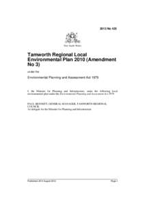 2013 No 425  New South Wales Tamworth Regional Local Environmental Plan[removed]Amendment