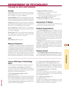 DEPARTMENT OF PSYCHOLOGY COLLEGE OF ARTS AND SCIENCES Faculty Teresa WestUniversity Professor of Psychology and Department Chair. B.A., Union University; M.A., Ed.S., and Ed.D., University of Memphis.