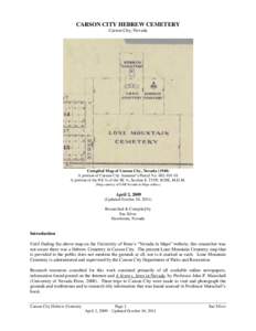 CARSON CITY HEBREW CEMETERY Carson City, Nevada Compiled Map of Carson City, Nevada[removed]A portion of Carson City Assessor‟s Parcel No[removed]A portion of the NE ¼ of the SE ¼, Section 8, T15N, R20E, M.D.M.