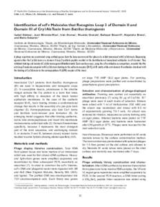 6th Pacific Rim Conference on the Biotechnology of Bacillus thuringiensis and its Environmental Impact, Victoria BC, 2005 Côté, J.-C., Otvos, I.S., Schwartz, J.-L. and Vincent, C. (eds) Identification of scFv Molecules