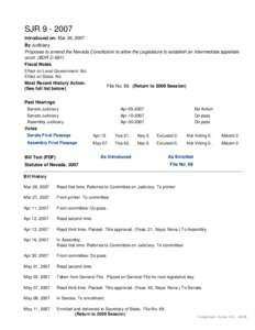 Legislative History of Senate Joint Resolution 9 from 2007 and 2009